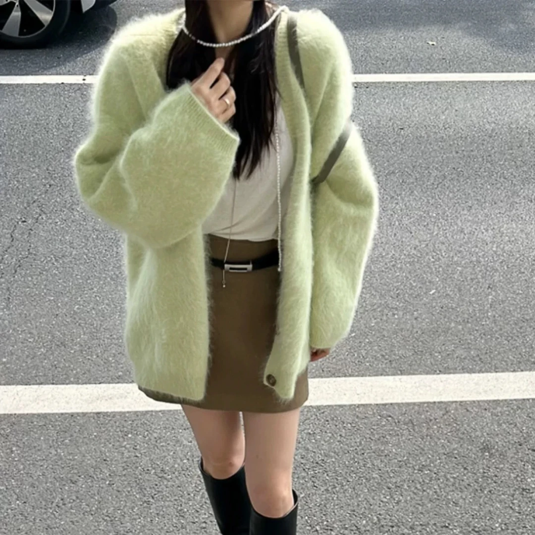 欢150-199针织韩系通勤百搭毛针织衫连帽时尚慵懒风秋冬韩式