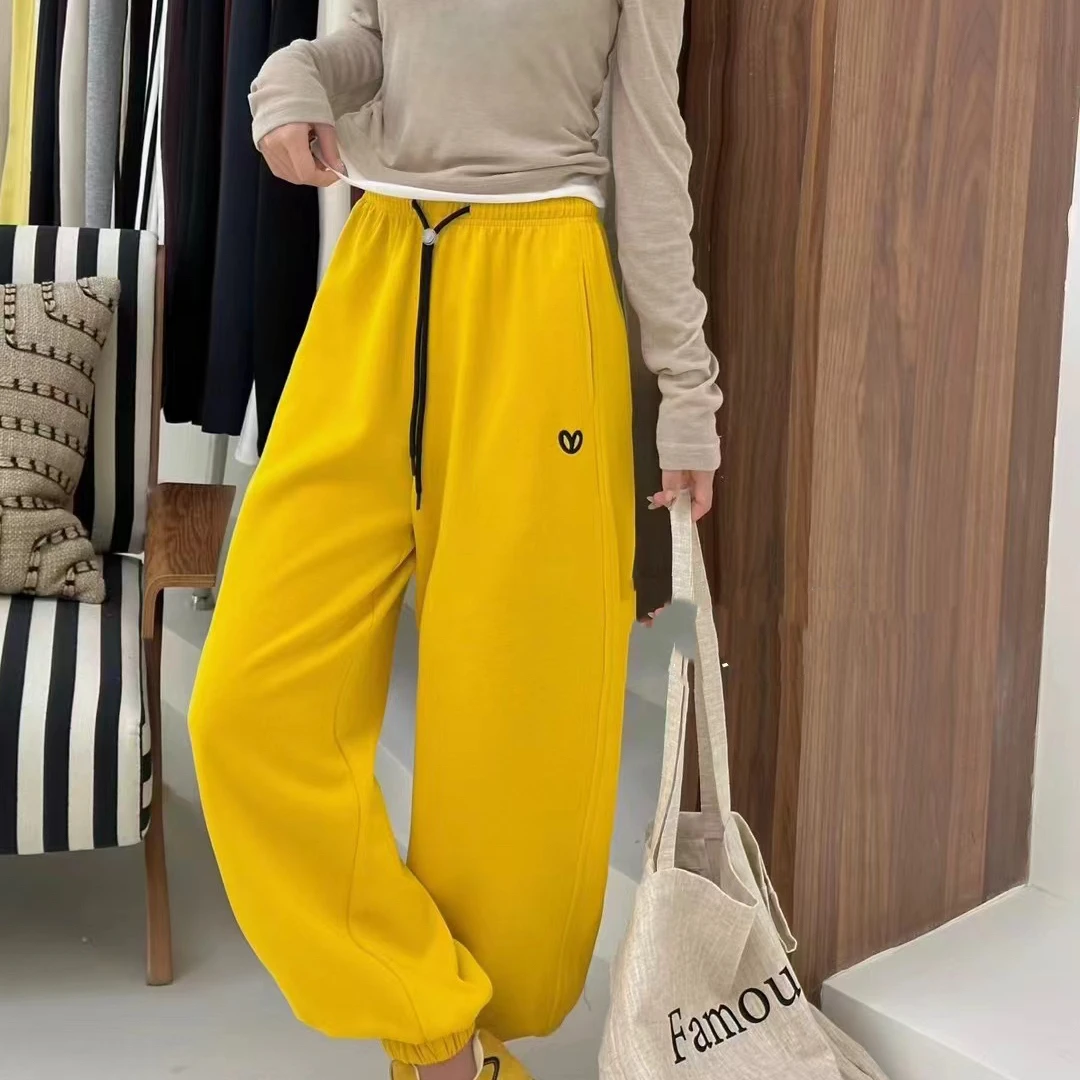 【FANG方方】2024年秋冬新款欧货减龄黄色束脚裤时尚慵懒松弛感裤子