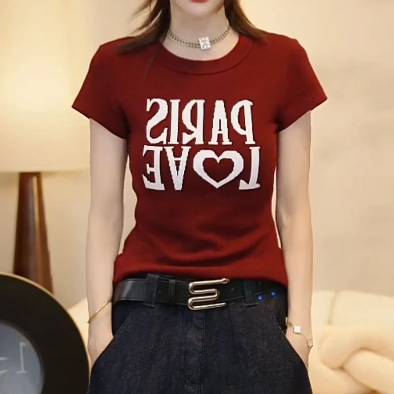 2025新款时尚早秋通用常规简约型字母百搭圆领T恤上衣LK2505593