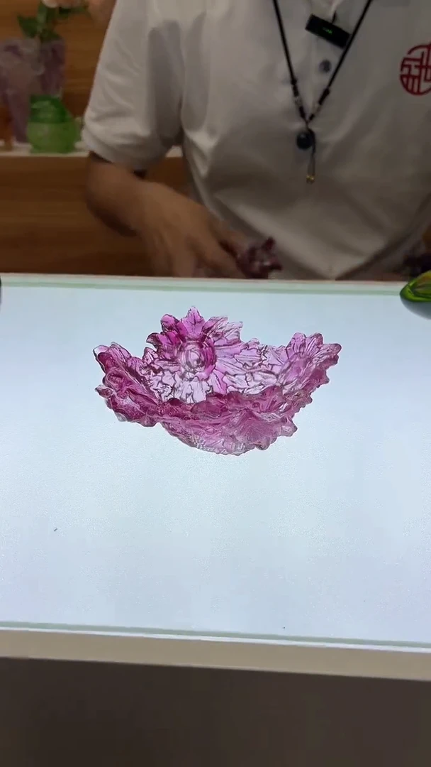 琉璃手工艺品茶漏架玫瑰花金红色