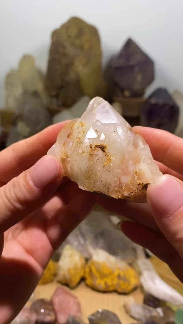 水晶珠宝半成品未镶嵌42号开窗刚果达碧兹水晶带金泥116g