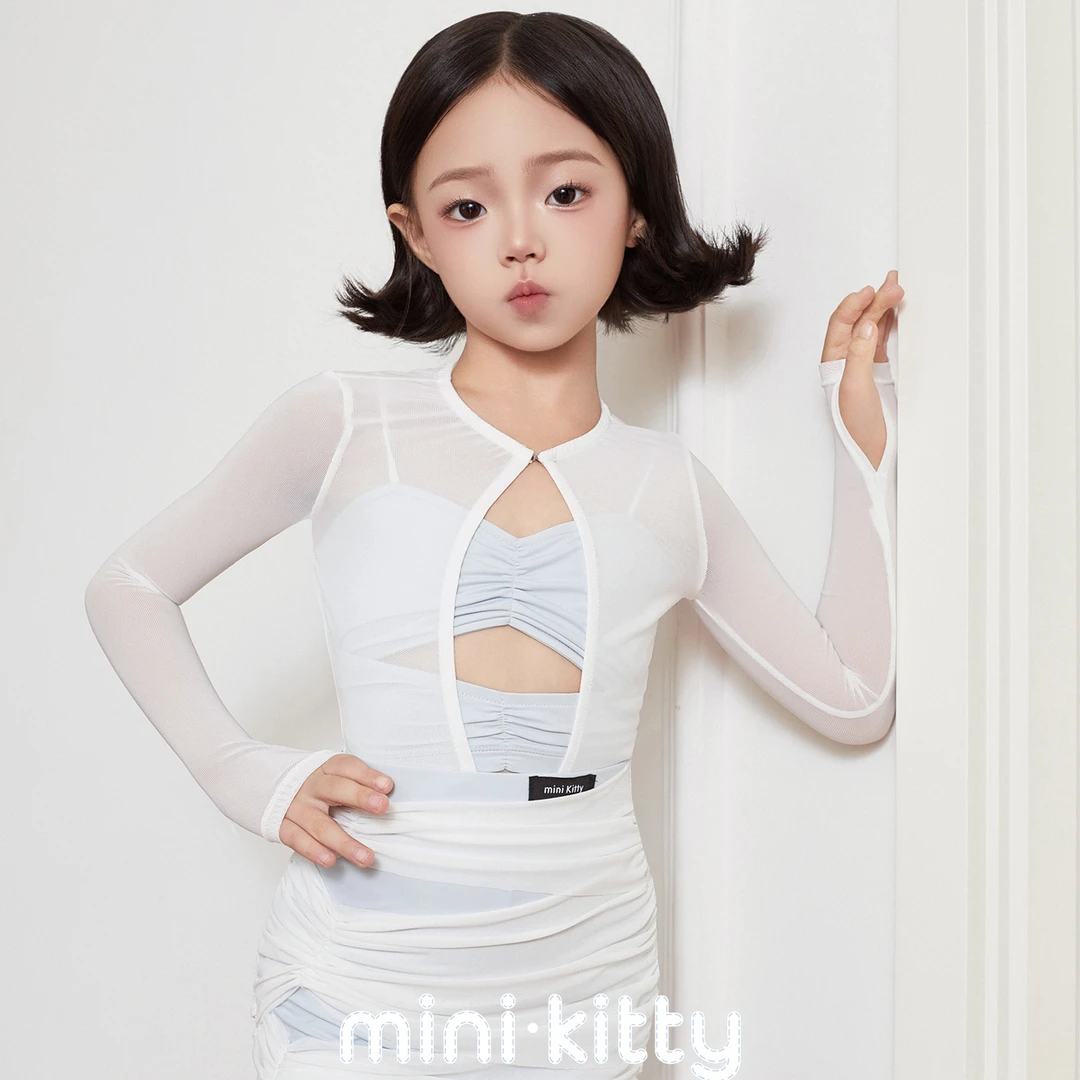 mini Kitty 网纱三件套拉丁舞服练习套装童装  墨墨同款