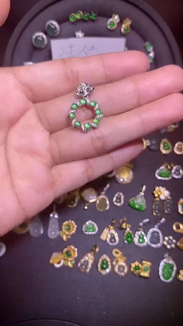 吊坠(不含链)银S925镶嵌翡翠1