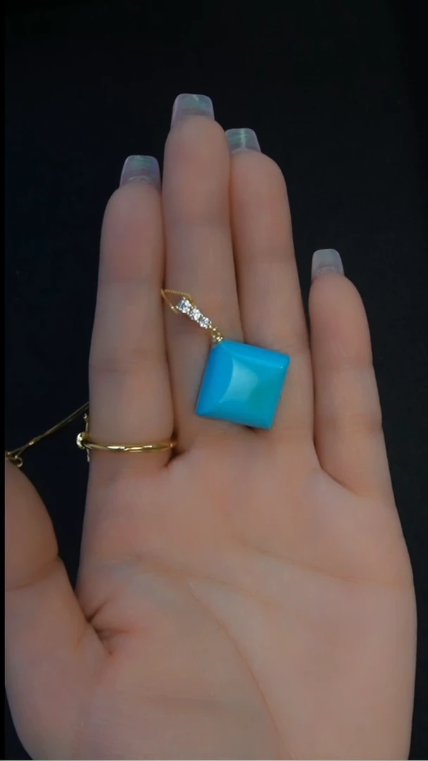 银S925镀金镶嵌绿松石吊坠发货一件