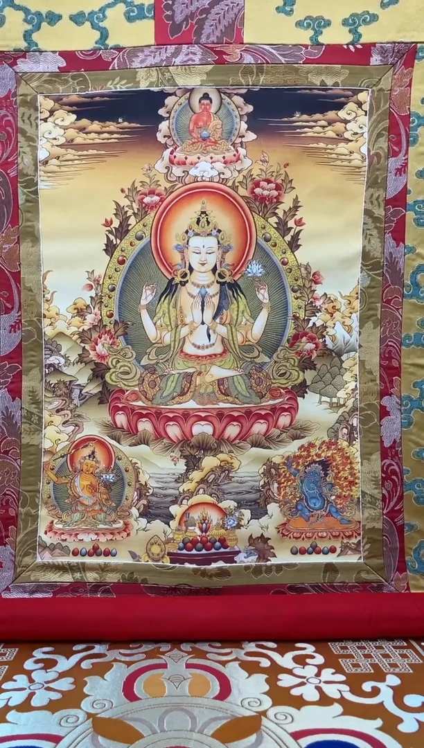 卷轴画1.3金色龙布 三怙主 225