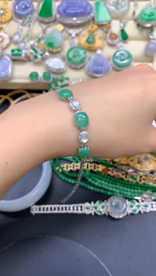 【闪购商品】翡翠手链18K金镶嵌150-中国好珍宝