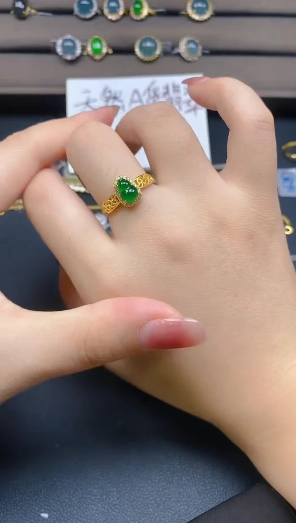 翡翠戒指银S925镶嵌1210
