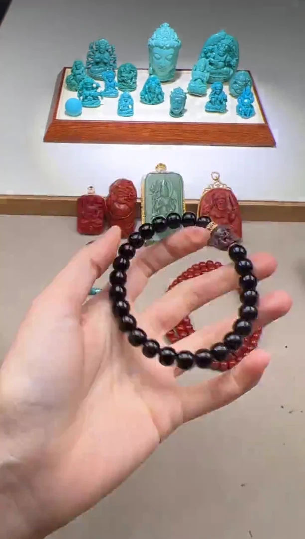 【闪购商品】乌木类吊坠18K金镶嵌手串手串