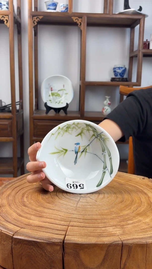 瓷片景德镇高温釉中彩-水滴碗569