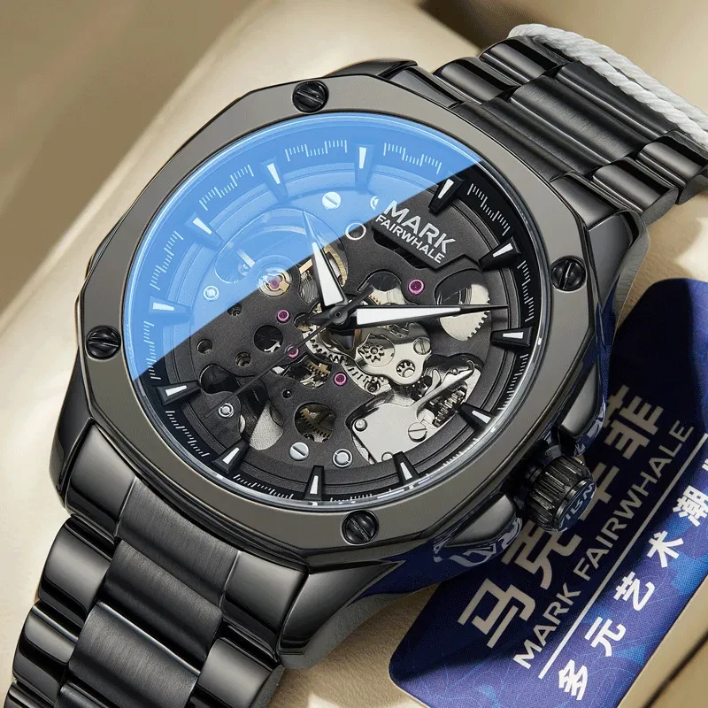 马克华菲Mark Fairwhale鹦鹉螺时尚男士手表男款全自动机械表6940