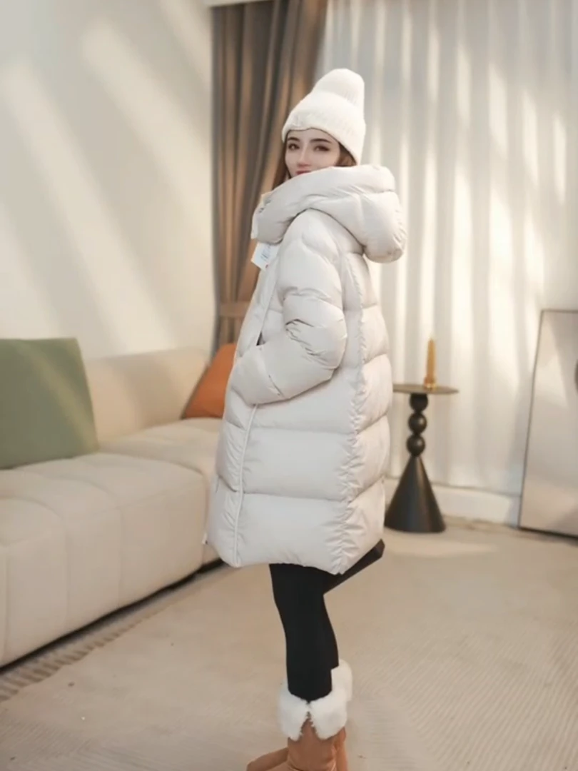 【莉莉】泡芙云朵零压95新国标白鹅绒高冲345g中长款极寒连帽羽绒服