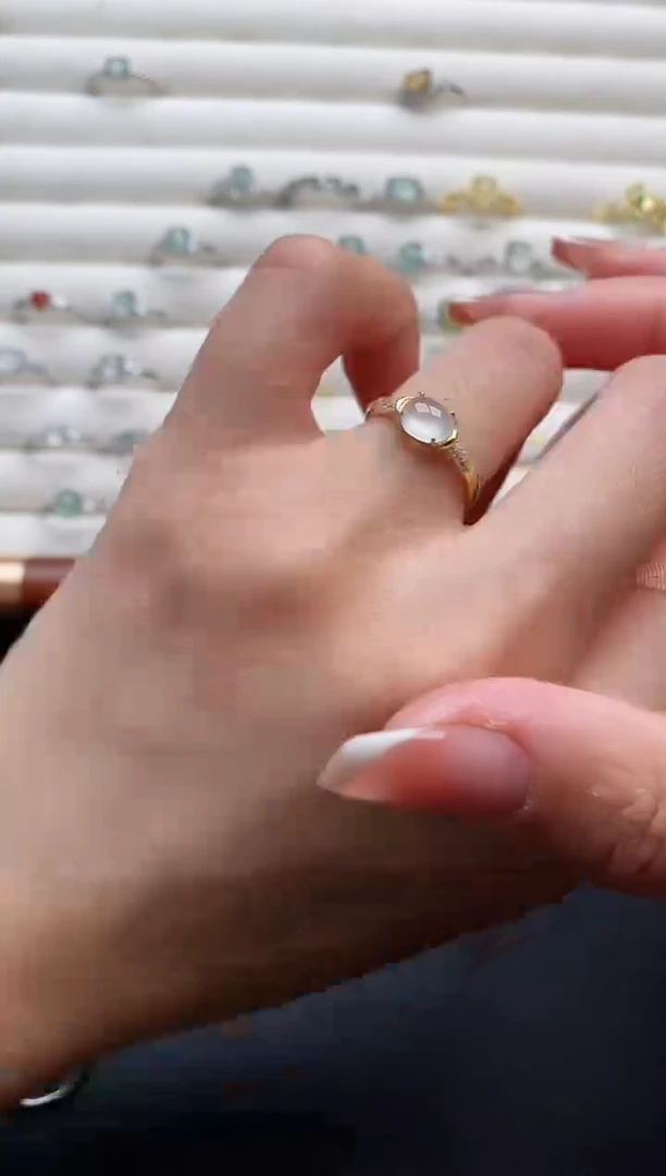 银S925镶嵌戒指翡翠222222+8