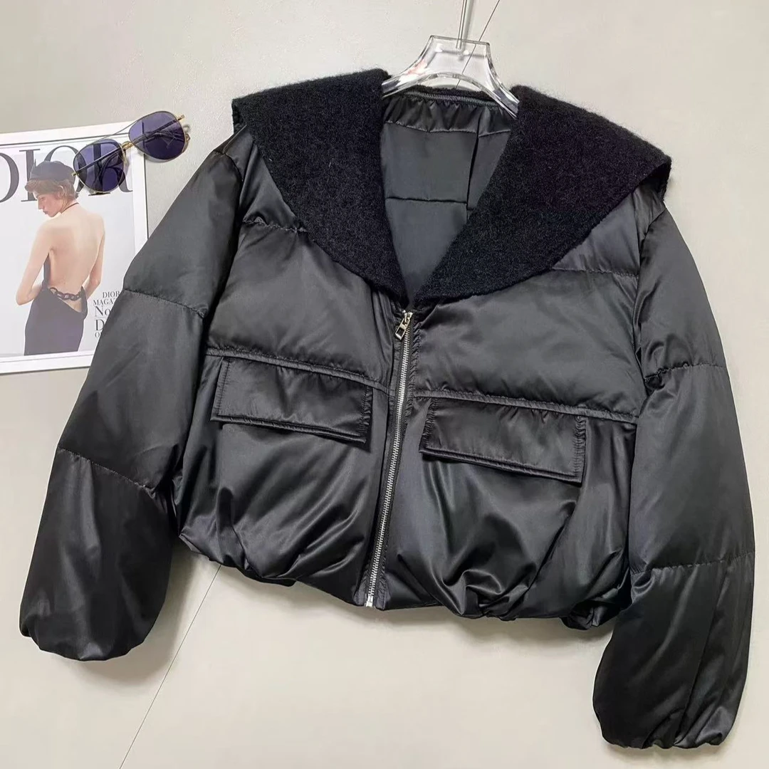 韩系海军领小个子短款羽绒外套