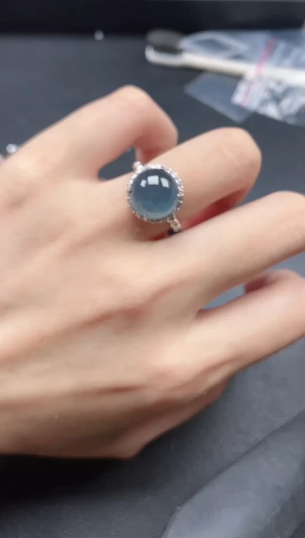 翡翠戒指银S925镶嵌51511