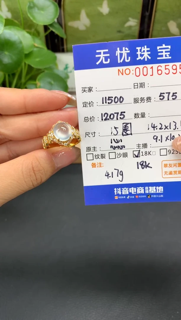 18K金镶嵌定制翡翠M****菇A687