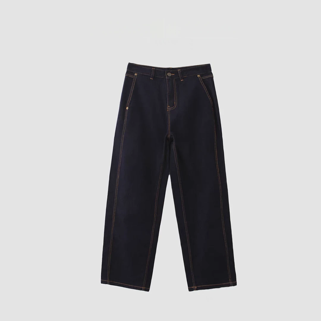 1321禾2996+2025春款复古水洗靛蓝高腰显瘦直筒牛仔裤女新款