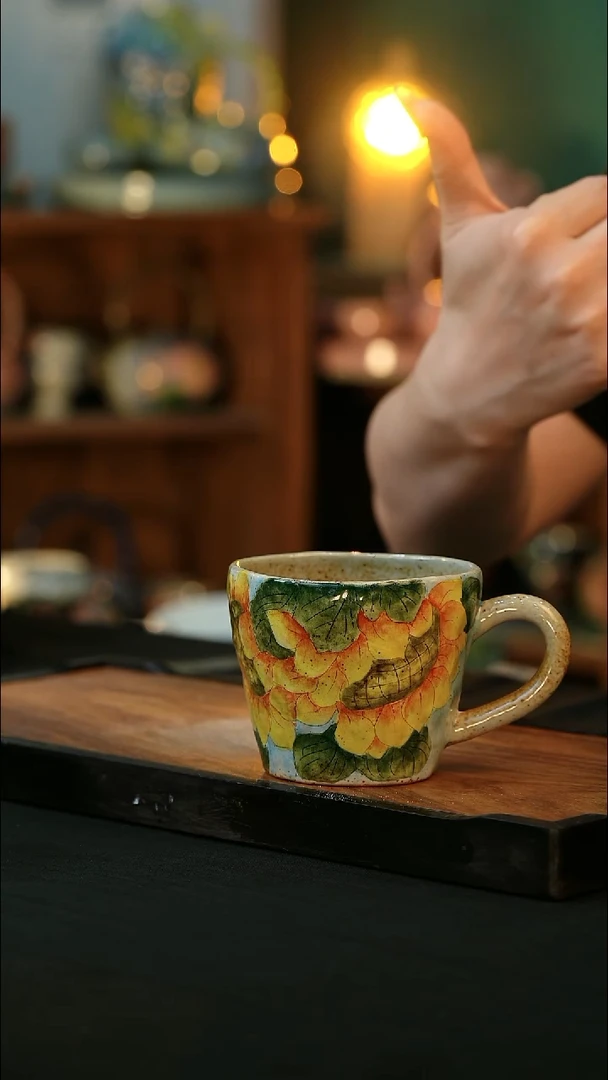 杯手绘心瓷陶瓷浮力