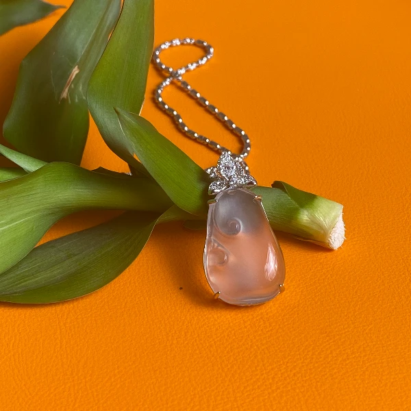 （鼎轩珠宝）天然俄料石英质玉 灵韵梦幻S925银 如意款式吊坠05新款