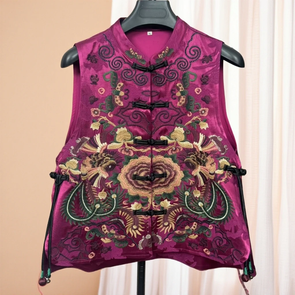 新中式国风刺绣四季款马夹植物花卉绣花刺绣宽松型民族风【缠芳】