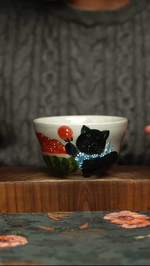 杯釉下彩手工手绘同款陶器