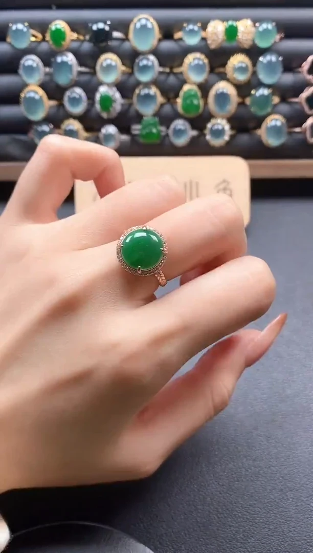 银S925镶嵌戒指翡翠51511