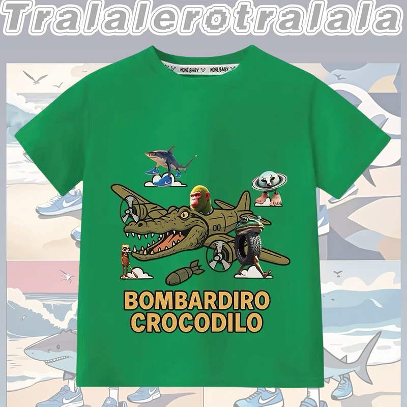 tungtungsahur通通哥木棍人国外山海经纯棉睡衣短袖T恤儿童装夏季