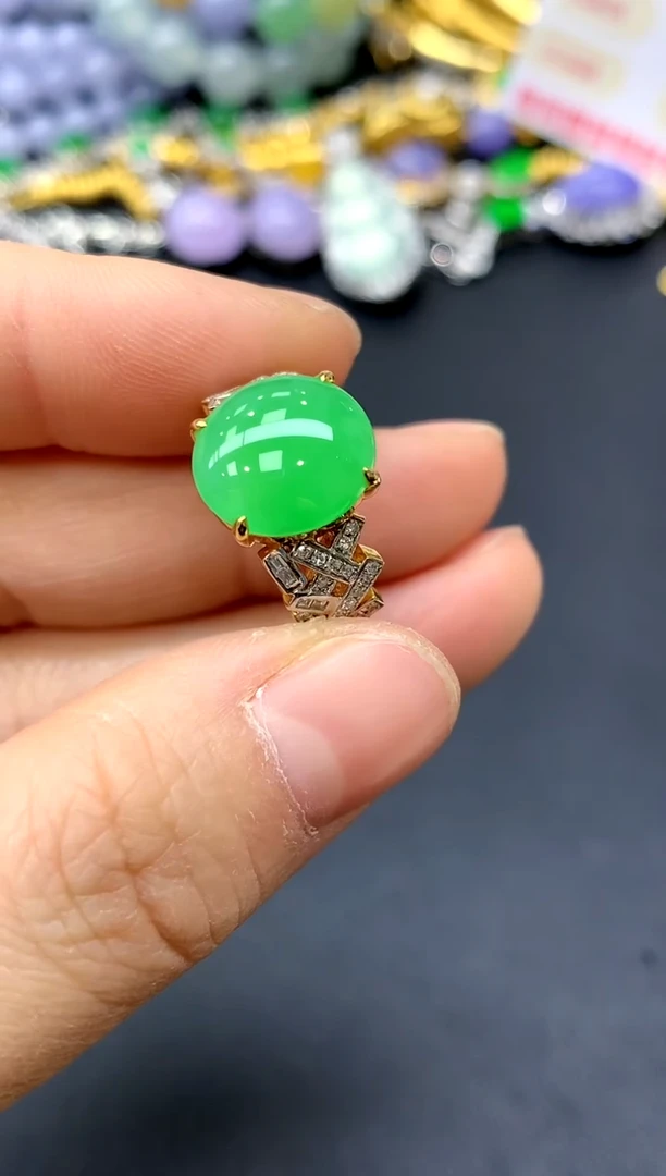 18K金镶嵌戒指翡翠285-中国好珍宝