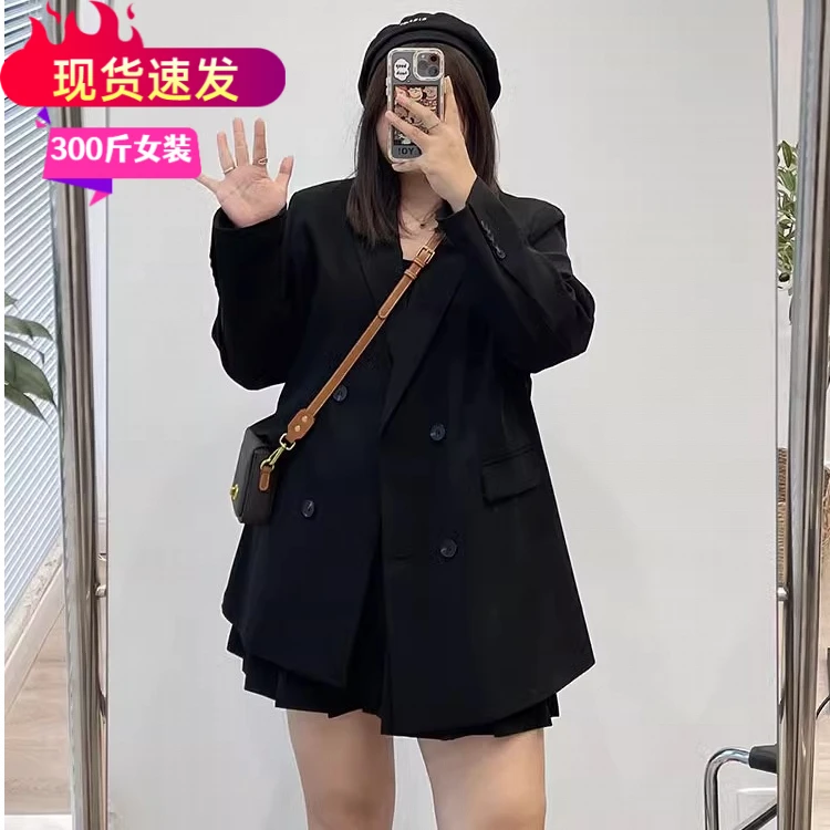 特体微胖加大码胖mm气质西装外套女春秋季宽松显瘦休闲西服上衣潮