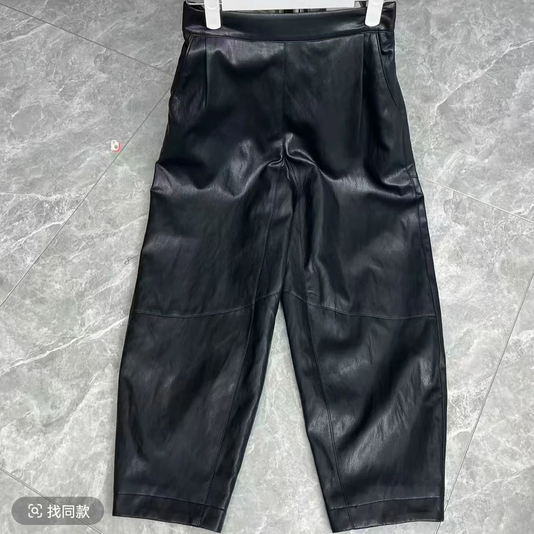 【撤柜萝卜裤秋冬】绵羊皮九分萝卜裤哈伦皮裤真皮烟管裤皮裤0641
