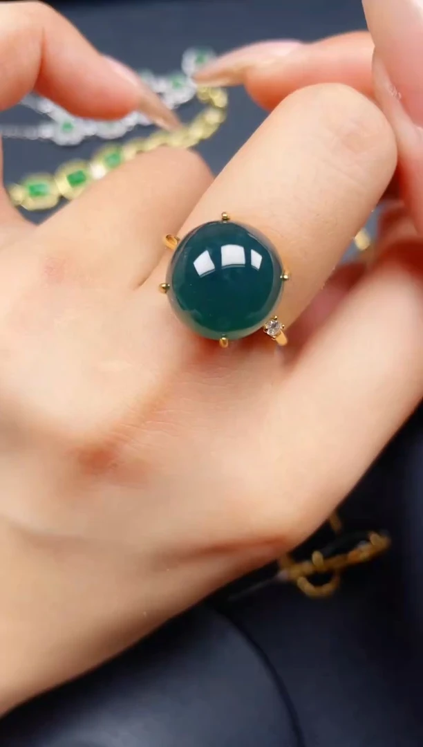 翡翠戒指银S925镶嵌4324