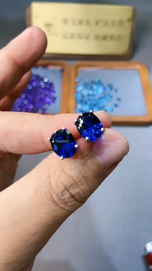 【闪购商品】蓝宝石耳饰银S925镶嵌354