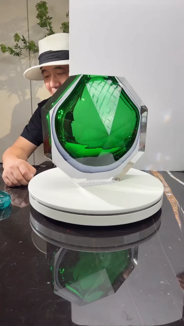 摆件CS0101046方圆祖母绿组罗兰艺术花器