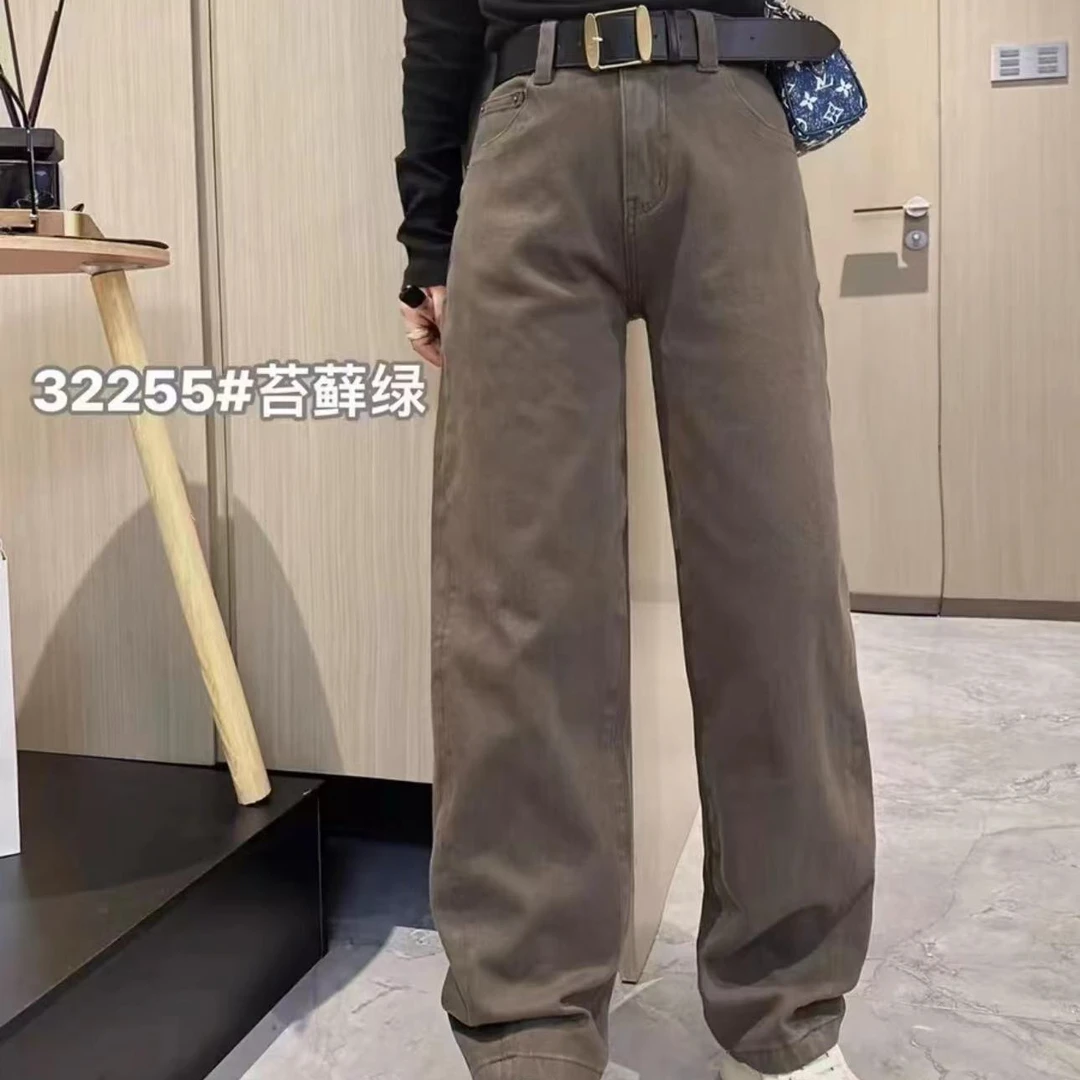 【喜家】--显瘦抗皱直筒阔腿牛仔裤32255