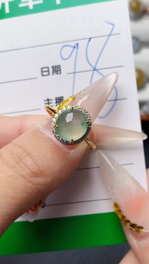 银S925镶嵌戒指翡翠0106