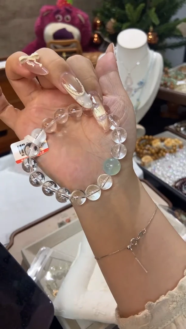 水晶手串未镶嵌孤品捡漏均匀瑕疵介意勿拍
