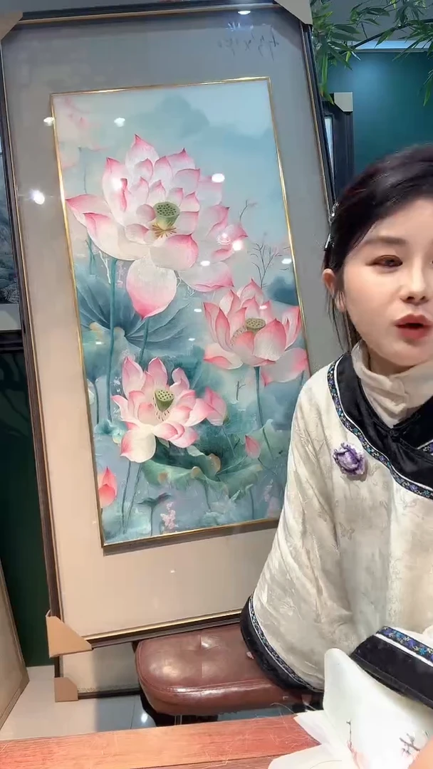 竖款非遗苏绣手工刺绣装饰画不包邮