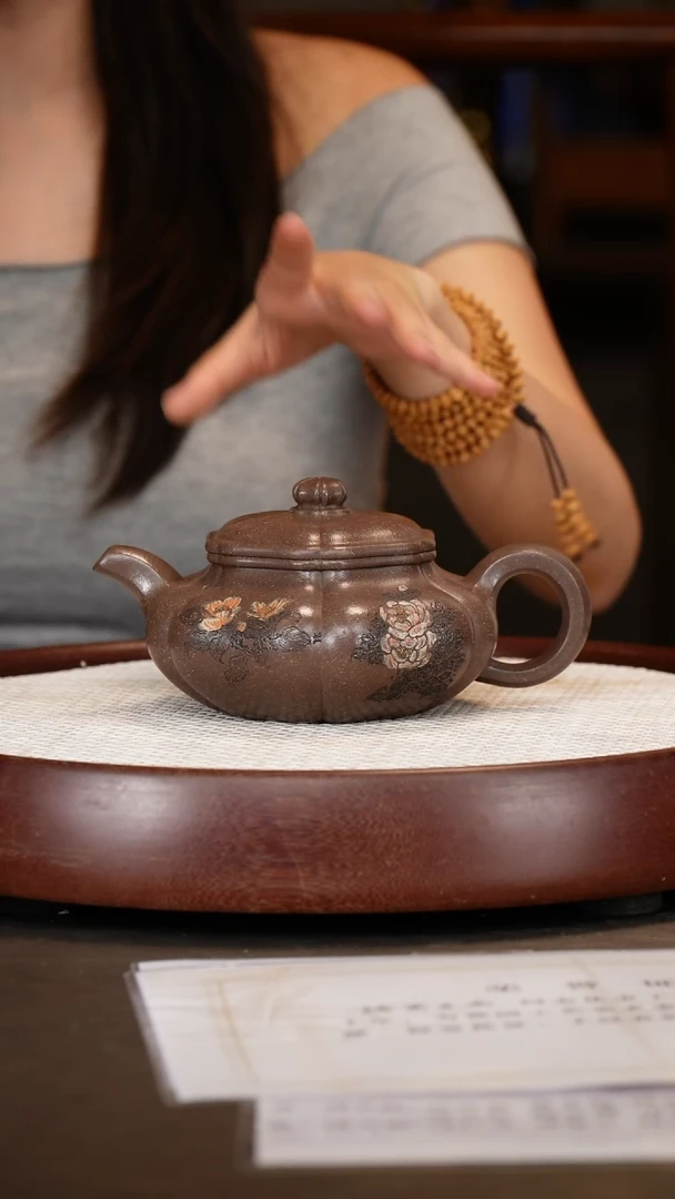 茶壶紫砂【诸葛永南】葵仿古+石榴画450c