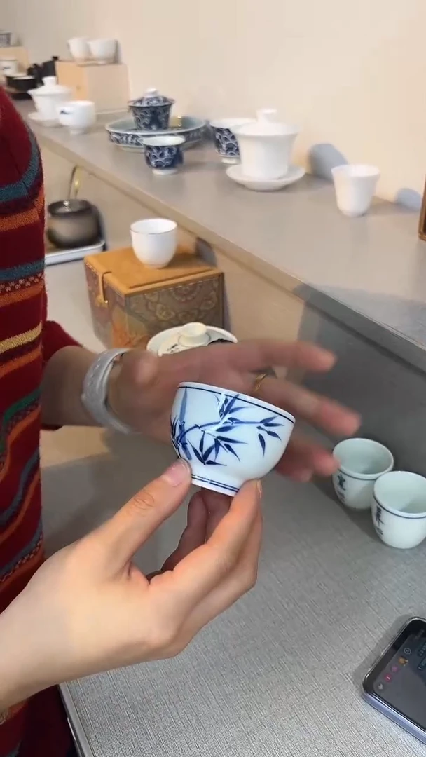 景德镇高温瓷君子竹品茗杯