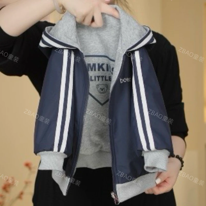 【珍宝推荐】儿童冲锋衣新款秋季男女童工装休闲连帽外套夹克