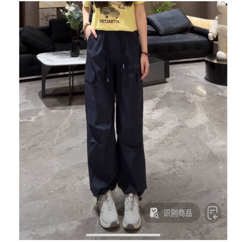 宿慕SUMU女装工装裤夏季2025新款韩版休闲百搭松紧腰长裤B6909M