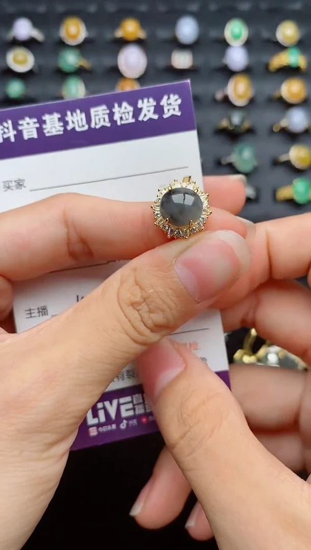 银S925镶嵌戒指翡翠1