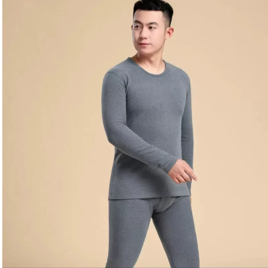 A173-074德绒保暖内衣加厚圆领秋衣秋裤套装