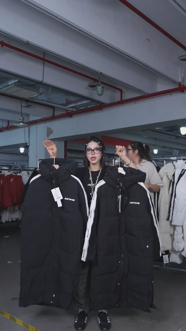 YKYB爆款长款羽绒服831  黑色 S码