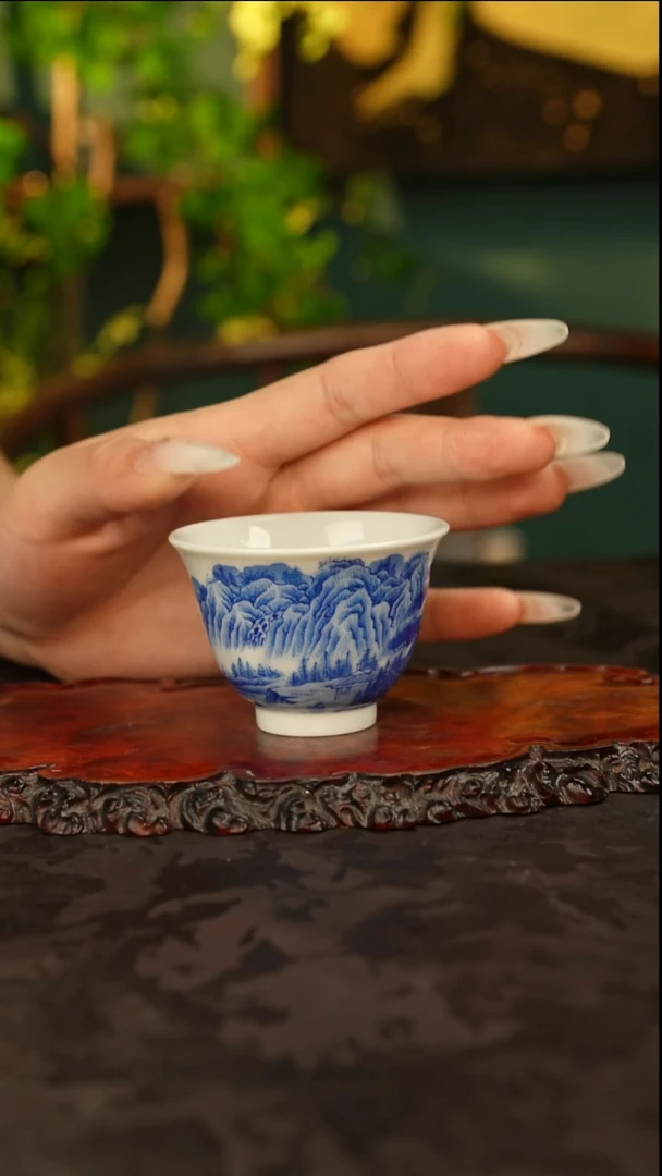 手工手绘山水主人杯