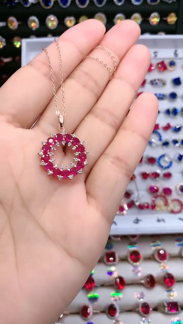 【闪购商品】红宝石吊坠(赠链)银S925镶嵌玫瑰金