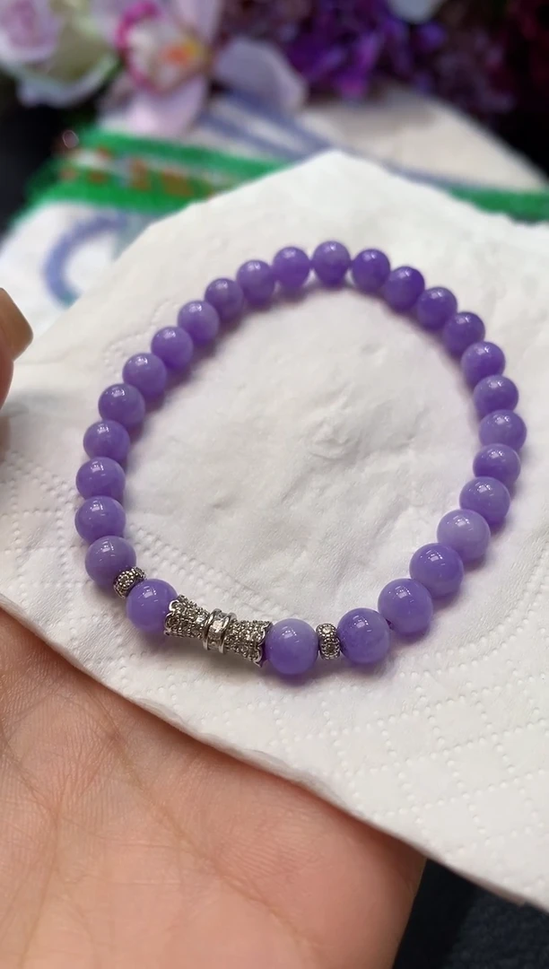 未镶嵌手串翡翠C58 紫货有一定色差