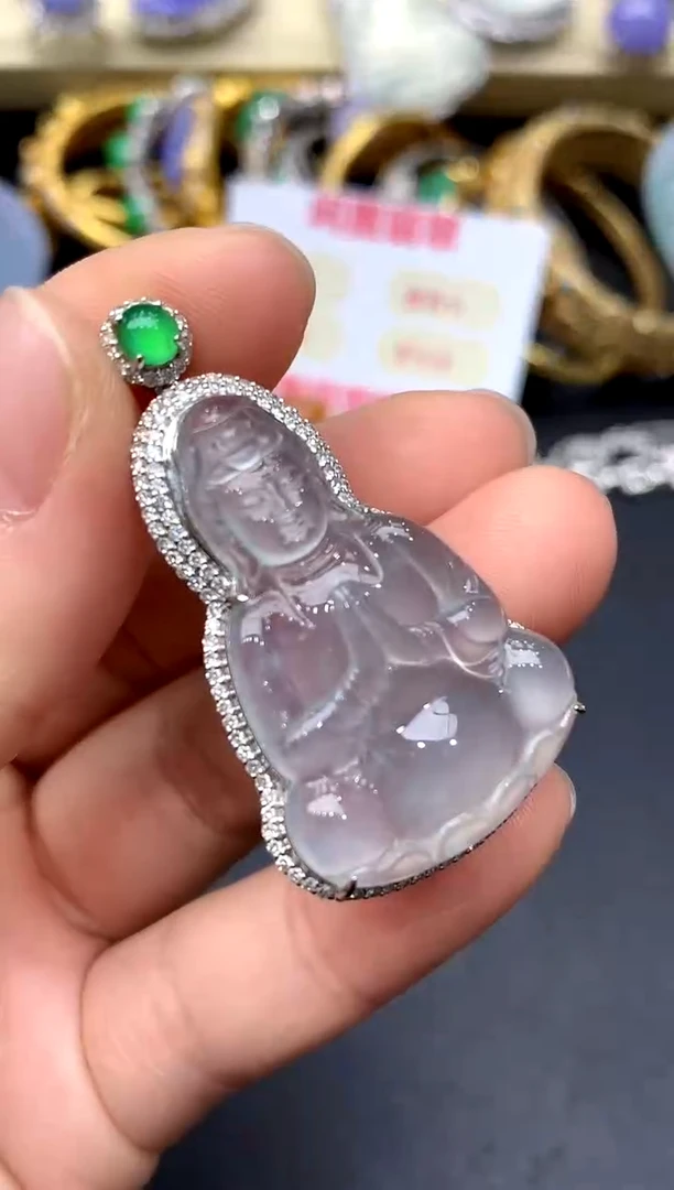 颈饰18K金镶嵌翡翠382 -中国好珍宝