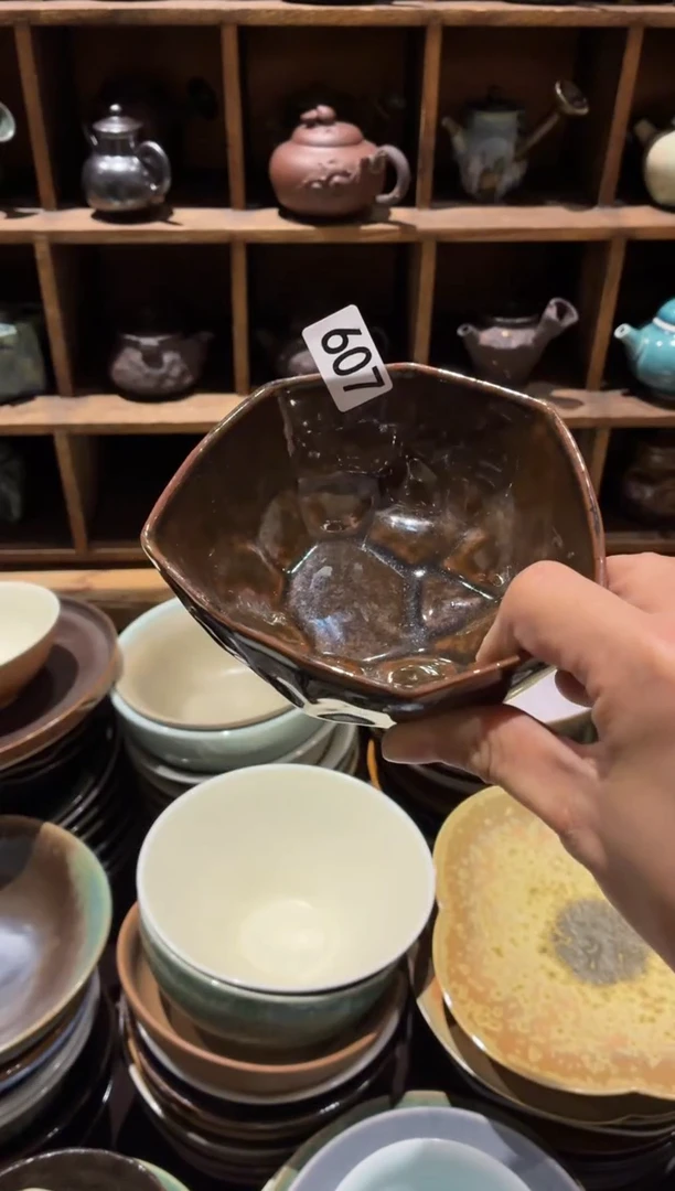 瓷片氵607手工手作锤纹碗1个