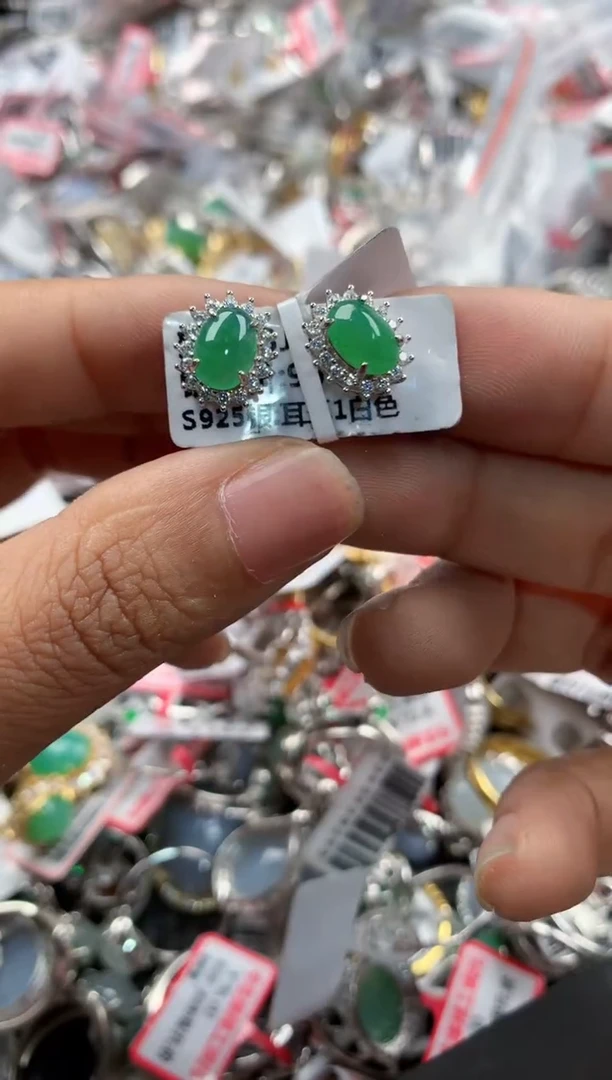 银S925镶嵌戒指翡翠12                9