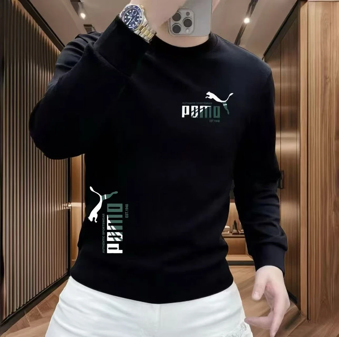 欧洲站秋冬季新款时尚潮流运动休闲男士百搭印花卫衣修身弹力圆领